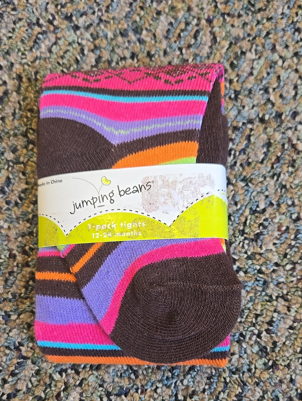 12-24 Months Jumping beans Brown/Bright Multicolor Striped Tights
